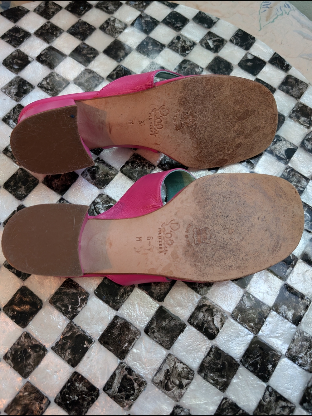 Lilly Pulitzer Pink Palm-Embroidered Thong Sandals with Mint Insoles - Picture 4 of 5